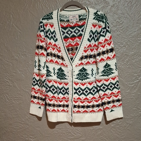 Daisys Boutique Women's Red and Green Holiday Cardigan Size L - Picture 5 of 8